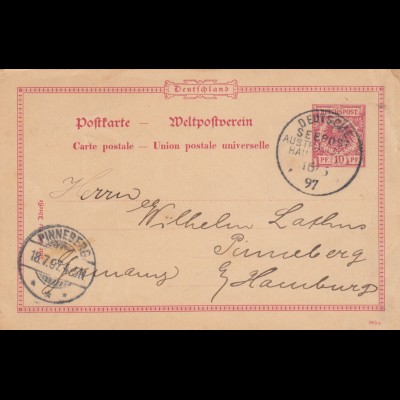 Australien: Deutsche Seepost Albany 1897, Ganzsache nach Pinneberg