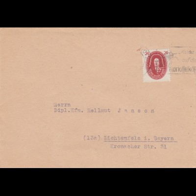 SBZ: 1949: Brief Leipzig, Achtet auf den Kartoffelkäfer nach Lichtenfels i. Bay.