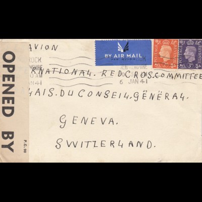 1941: air mail Renfrewshire to Genf, censor
