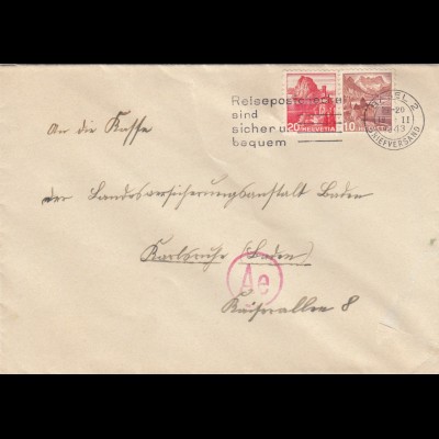 1943: Basel to LVA Karlsruhe, censor