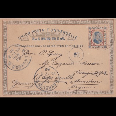 Liberia 1898 Grand Bassa to Bayreuth, post card
