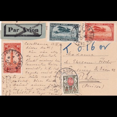 post card Marokko to Basel/Switzerland 1931