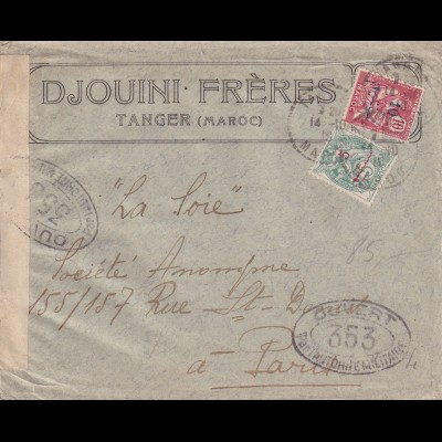cover Tanger to Paris, french censorship militaire