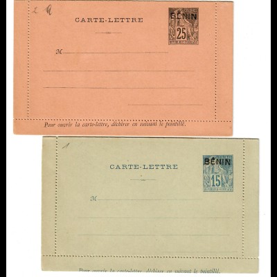 2x unused carte-letters BENIN