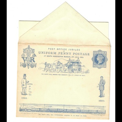 Briefumschlag mit Briefbogen zum Penny Postage Jubilee 1890