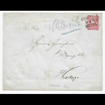 Brief -Ganzsache- aus Konstanz nach Heidelberg mit Zug Albstadt, 1876