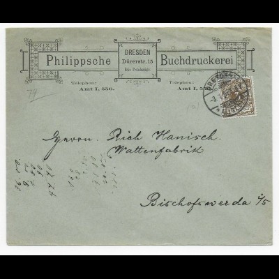Philippsche Buchdruckere, Drucksache 1897, Dresden, Signatur Müller