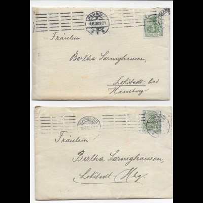 4x Briefe Hamburg mit Perfin /Firmenlochung, alle mit Textinhalt 1903