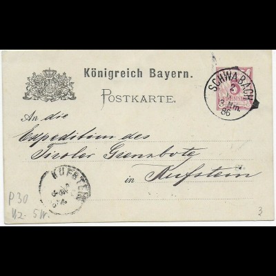 P30, Schwabach 1886 nach Kufstein. Hygiene, Seife