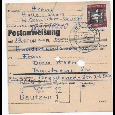 Postanweisung Bautzen 1959