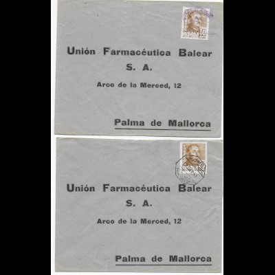 3x Briefe Spanien nach Palma de Mallorca um 1951