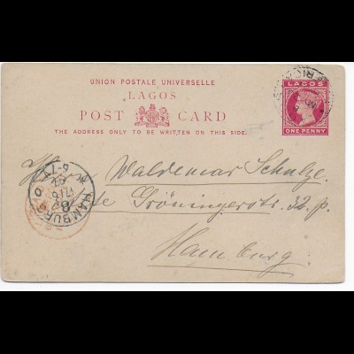 Post card Lagos 1897 to Hamburg