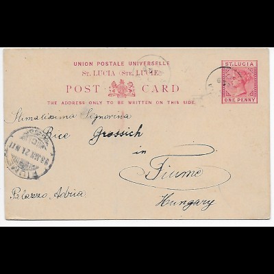 St. Lucia 1897 nach Fiume/Ungarn