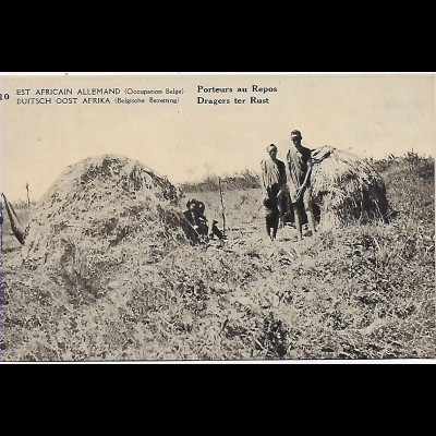 Ansichtskarte Belgisch Kongo, Besetzung DOA, 1920: Porteurs au Repos