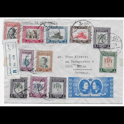 Luftpost Einschreiben Jerusalem nach Fulda 1958