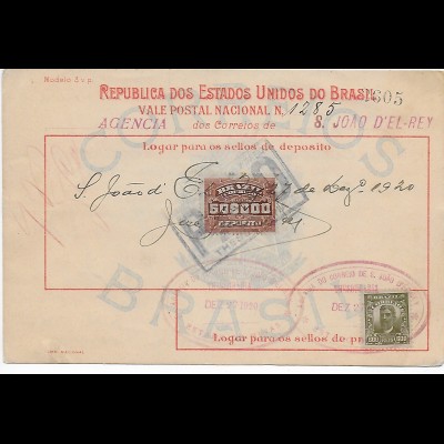 Geldanweisung Brasilien, 1920, Thesouraria