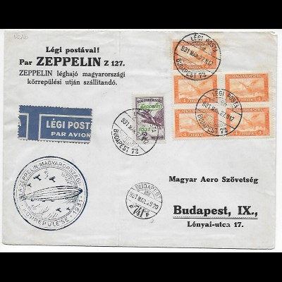 Zeppelin Budapest 1931, Luftpost