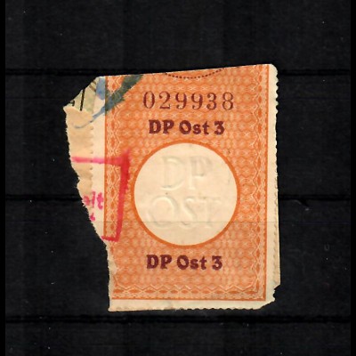 GG: Verschlussmarke DP Ost 3, gestempelt, rückseitig Kielce 1942