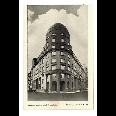 GG: AK Warschau: Gebäude der polnischen Sparkasse, ungebraucht ca. 1941/42