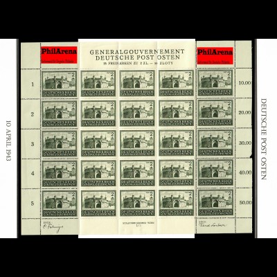 Generalgouvernement GG: Bogen MiNr. 113-116, Sektor I/3, postfrisch. komplett