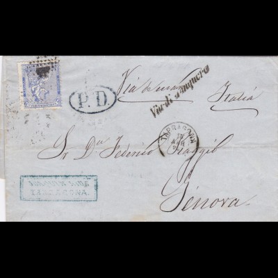 Letter from Spain to Italie 1874