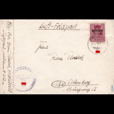 Rhodos: Luftfeldpostbrief mit Inselpost Zulassungsmarke - Weihnachten 1944, BPP