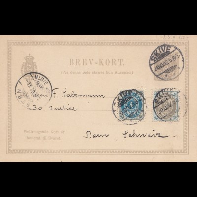 Dänemark: 1902:Ganzsache mit Antwort von Skive in die Schweiz/mit Blanko Antwort