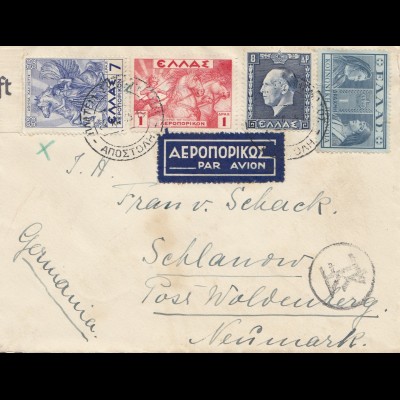 Griechenland: 1939: Brief nach Neumark - Luftpost
