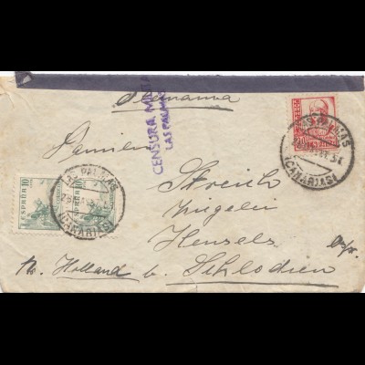 Spanien: 1937: Brief nach Holland, Zensur