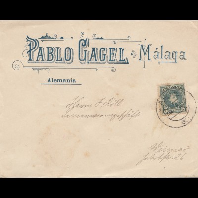 Spanien: Brief aus Malaga nach Weimar