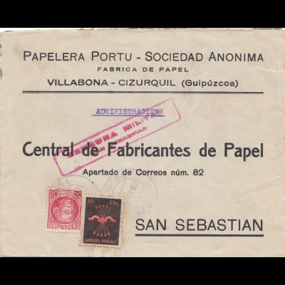 Spanien: Brief aus Villabona nach San Sebastian