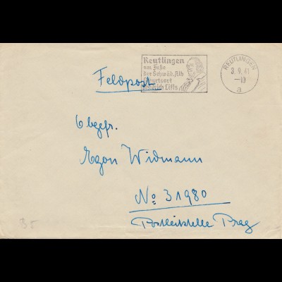 Reutlingen-Feldpost-Friedrich List 1941 nach Prag