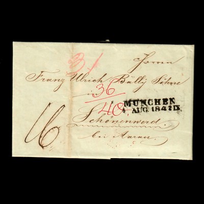 Brief von München nach Zürich 1847
