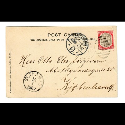 Picture Post card St. Kitts-Nevis 1907 nach Kopenhagen