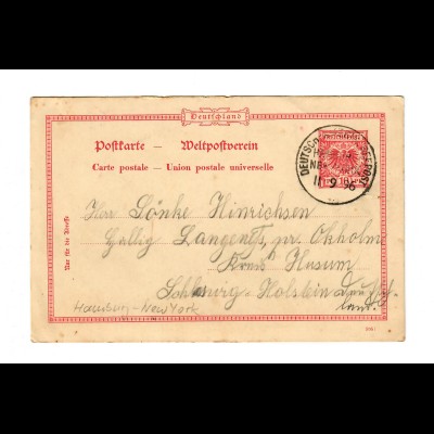 Deutsche Seepost Hamburg-New York 1896 nach Husum