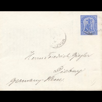 Montserrat: 1909: letter to Dieburg/Germany