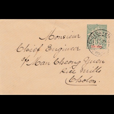 French colonies: Indo-chine 1902: letter Cholon - Bin...