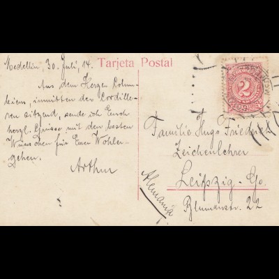 Colombia 1914: post card Medellin to Leipzig