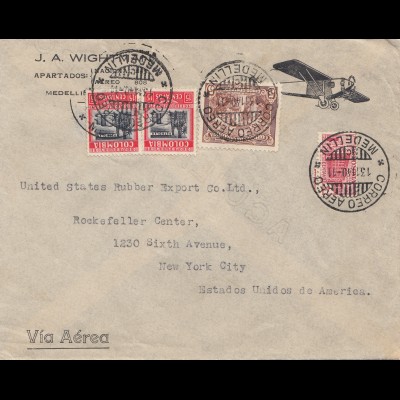 Colombia 1940: air mail Medellin to New York