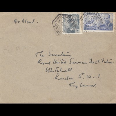 Maroc 1947: Tanger by air mail to Whitehall, London