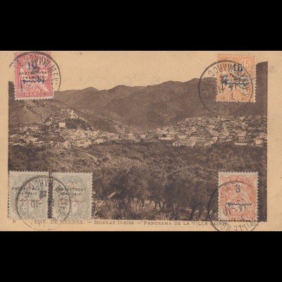 Maroc 1922: post card Panorama de la ville Sainte to Praque