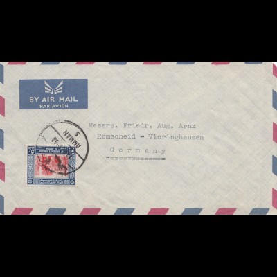 Jordan: air mail 1957 from Amman to Remscheid-Vieringhausen