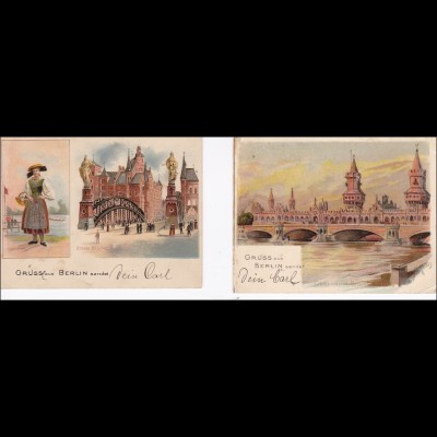 2 schöne kleine Ansichtskarten von Berlin 1900