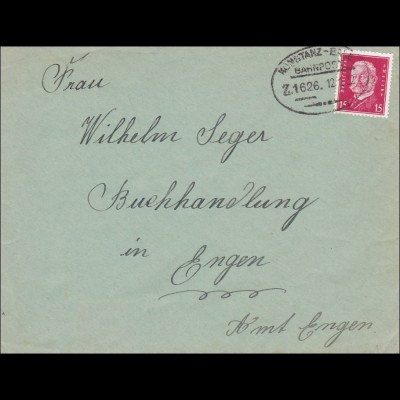 Bahnpost: Brief aus Rheinfelden mit Zugstempel Konstanz-Basel 1932