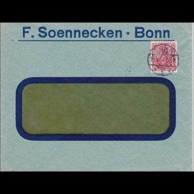 Perfin: Brief aus Bonn, Soennecken 1914, F.S.