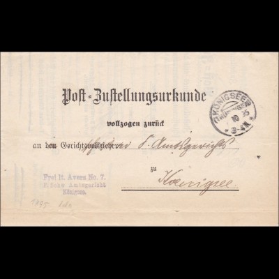 Post Zustellurkunde Königsee 1895