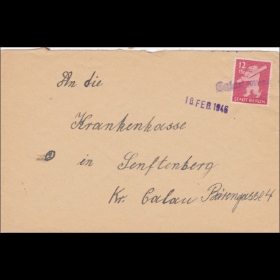 SBZ: Brief 1946 von Galau nach Senftenberg