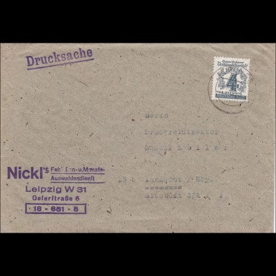 SBZ: Drucksache Brief aus Leipzig 1946, MiNr. 139y