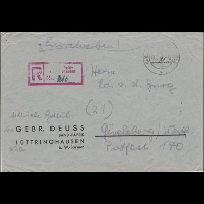 BiZone: Einschreiben von Lüttringhausen nach Gevelsberg 1946