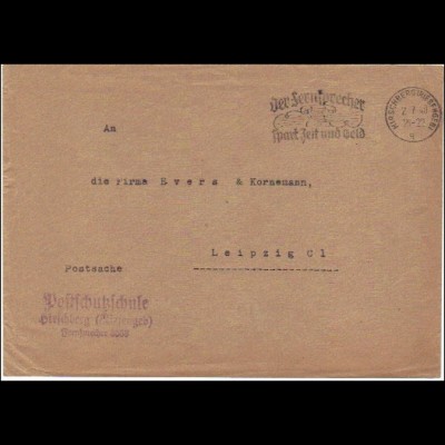 Briefumschlag der Postschutzschule Hirschberg/Riesengebirge